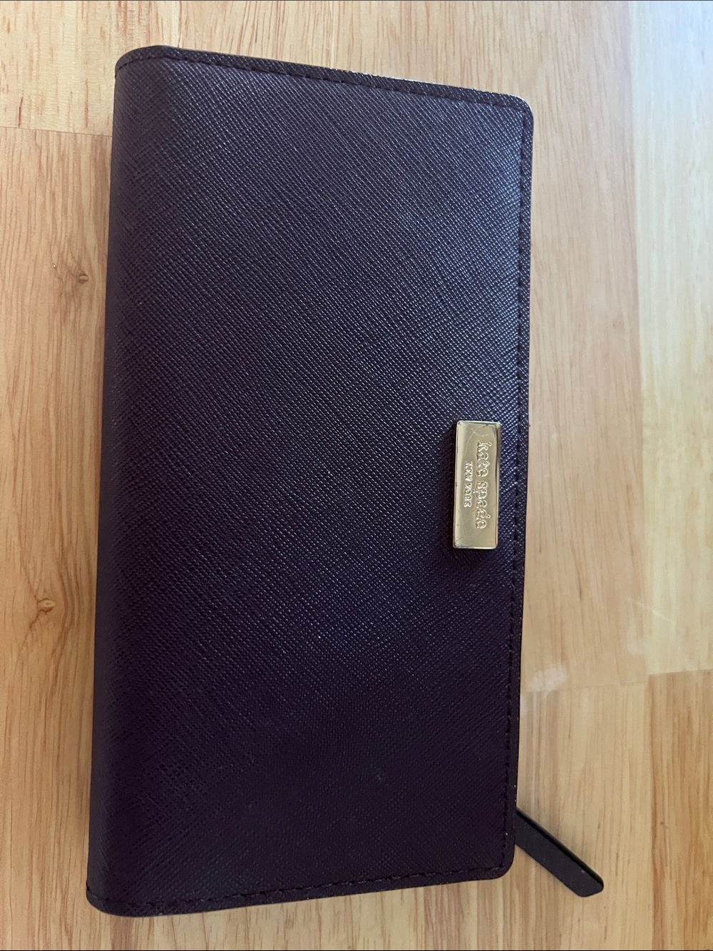 Kate spade plum purple Leather Continental Wallet with Gold hardware
